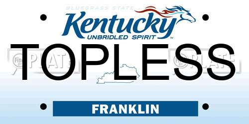 TOPLESS Kentucky License Plate