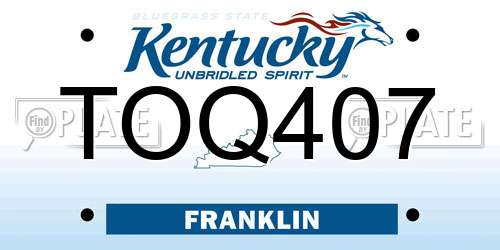 TOQ407 Kentucky License Plate