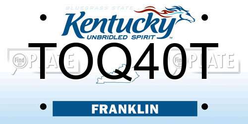 TOQ40T Kentucky License Plate