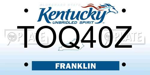 TOQ40Z Kentucky License Plate