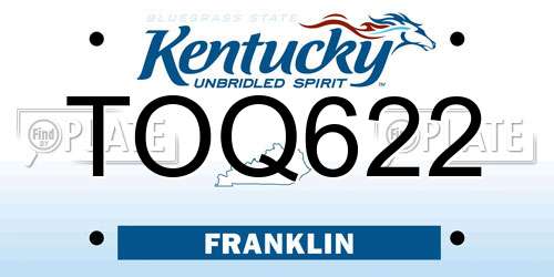 TOQ622 Kentucky License Plate