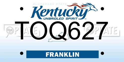 TOQ627 Kentucky License Plate