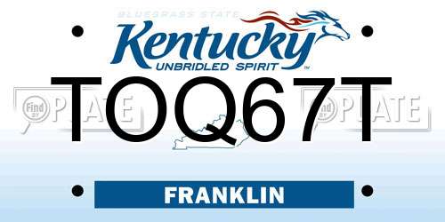 TOQ67T Kentucky License Plate