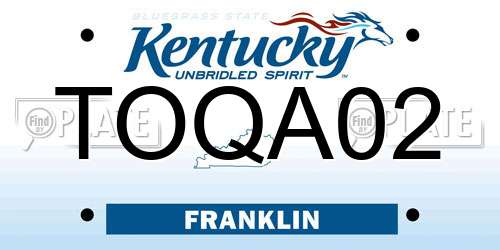 TOQA02 Kentucky License Plate