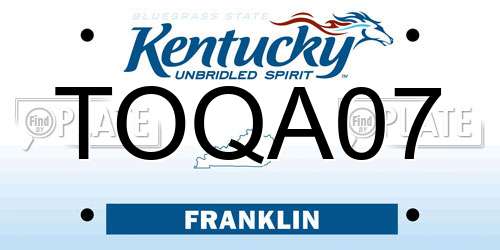 TOQA07 Kentucky License Plate