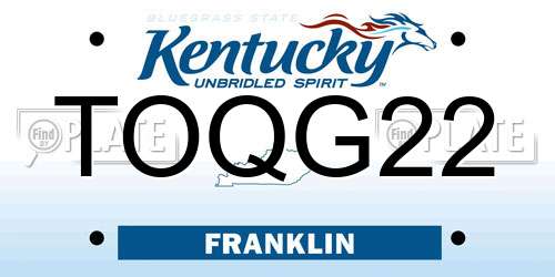 TOQG22 Kentucky License Plate