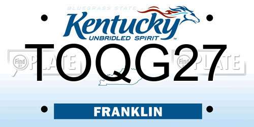 TOQG27 Kentucky License Plate