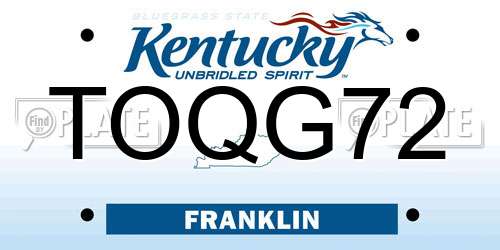 TOQG72 Kentucky License Plate