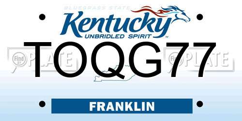 TOQG77 Kentucky License Plate