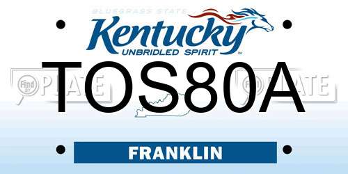 TOS80A Kentucky License Plate