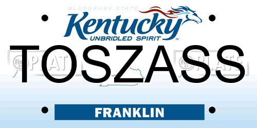 TOSZASS Kentucky License Plate