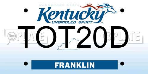 TOT20D Kentucky License Plate