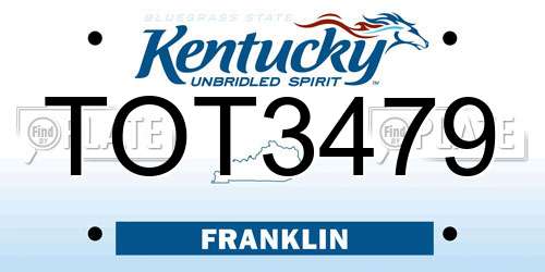 TOT3479 Kentucky License Plate