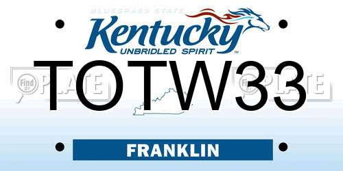 TOTW33 Kentucky License Plate