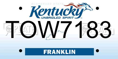 TOW7183 Kentucky License Plate