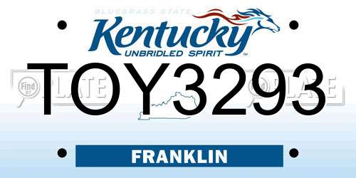 TOY3293 Kentucky License Plate