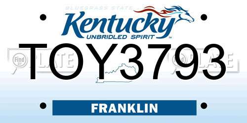 TOY3793 Kentucky License Plate