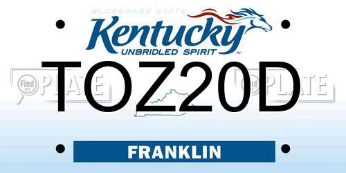 TOZ20D Kentucky License Plate