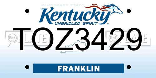 TOZ3429 Kentucky License Plate