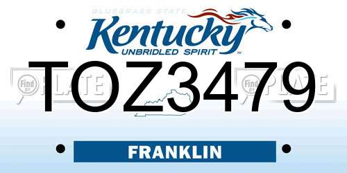 TOZ3479 Kentucky License Plate