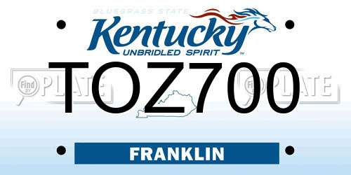 TOZ700 Kentucky License Plate