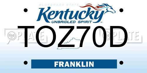 TOZ70D Kentucky License Plate