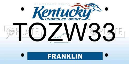 TOZW33 Kentucky License Plate