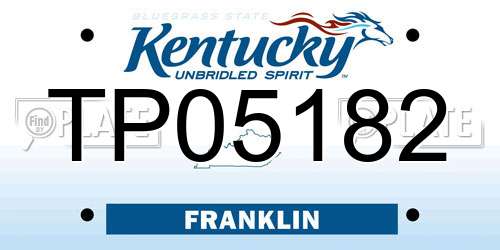 TP05182 Kentucky License Plate