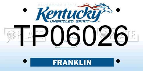TP06026 Kentucky License Plate