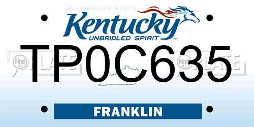 TP0C635 Kentucky License Plate