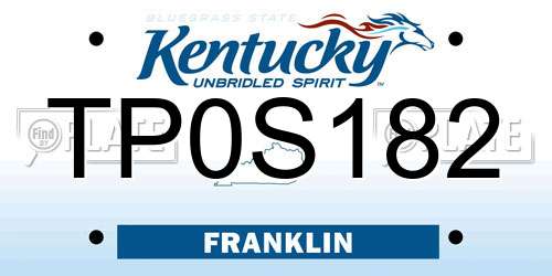 TP0S182 Kentucky License Plate