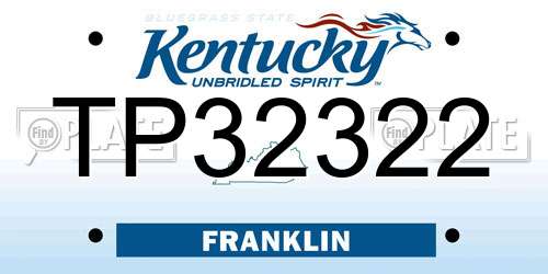TP32322 Kentucky License Plate