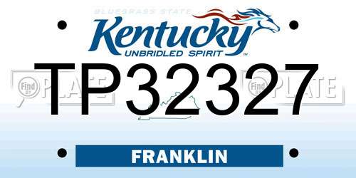 TP32327 Kentucky License Plate