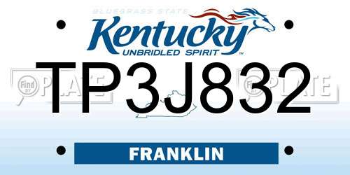 TP3J832 Kentucky License Plate