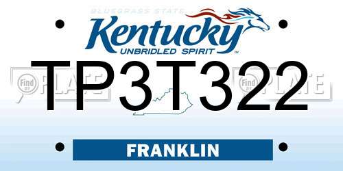 TP3T322 Kentucky License Plate