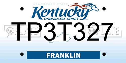 TP3T327 Kentucky License Plate
