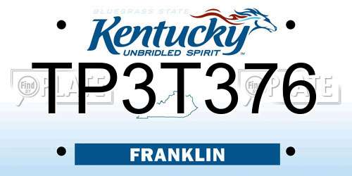 TP3T376 Kentucky License Plate
