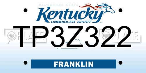 TP3Z322 Kentucky License Plate