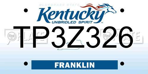 TP3Z326 Kentucky License Plate