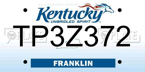 TP3Z372 Kentucky License Plate