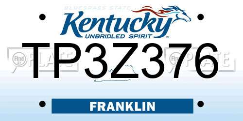 TP3Z376 Kentucky License Plate