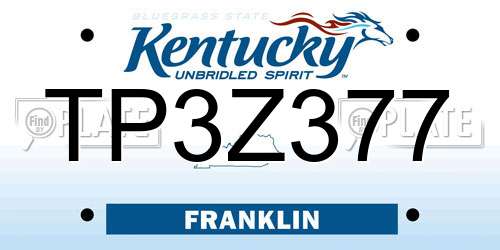 TP3Z377 Kentucky License Plate