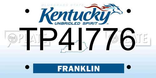 TP4I776 Kentucky License Plate
