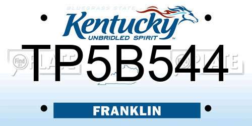 TP5B544 Kentucky License Plate