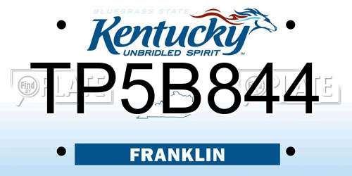 TP5B844 Kentucky License Plate