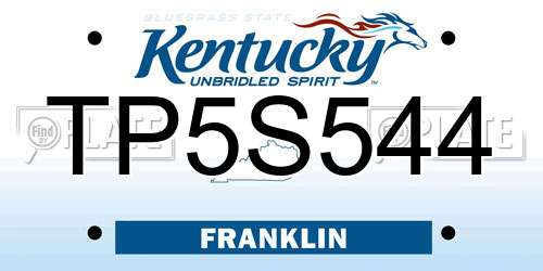 TP5S544 Kentucky License Plate