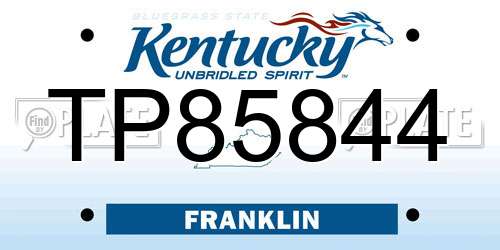 TP85844 Kentucky License Plate