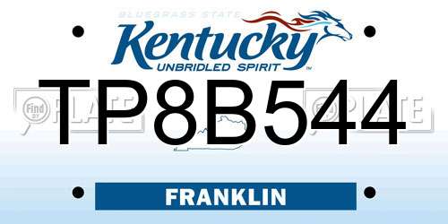TP8B544 Kentucky License Plate