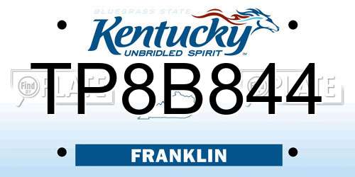 TP8B844 Kentucky License Plate