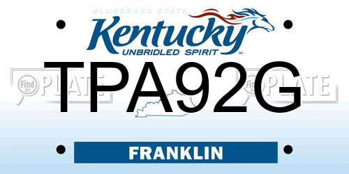 TPA92G Kentucky License Plate